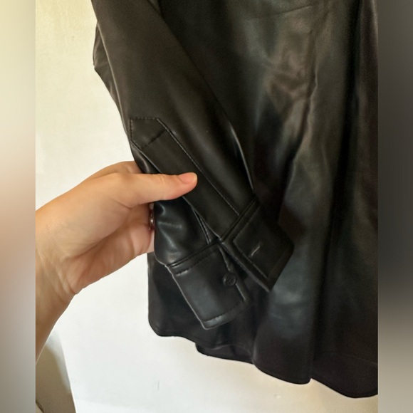 French Connection Faux Leather Long Sleeve Top - Picture 8 of 16